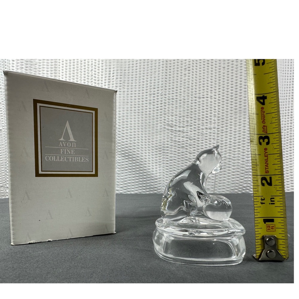 Avon Lead Crystal Glass -  Kitty Figure String 1994 Collectible Kitten NIB - Picture 7 of 8